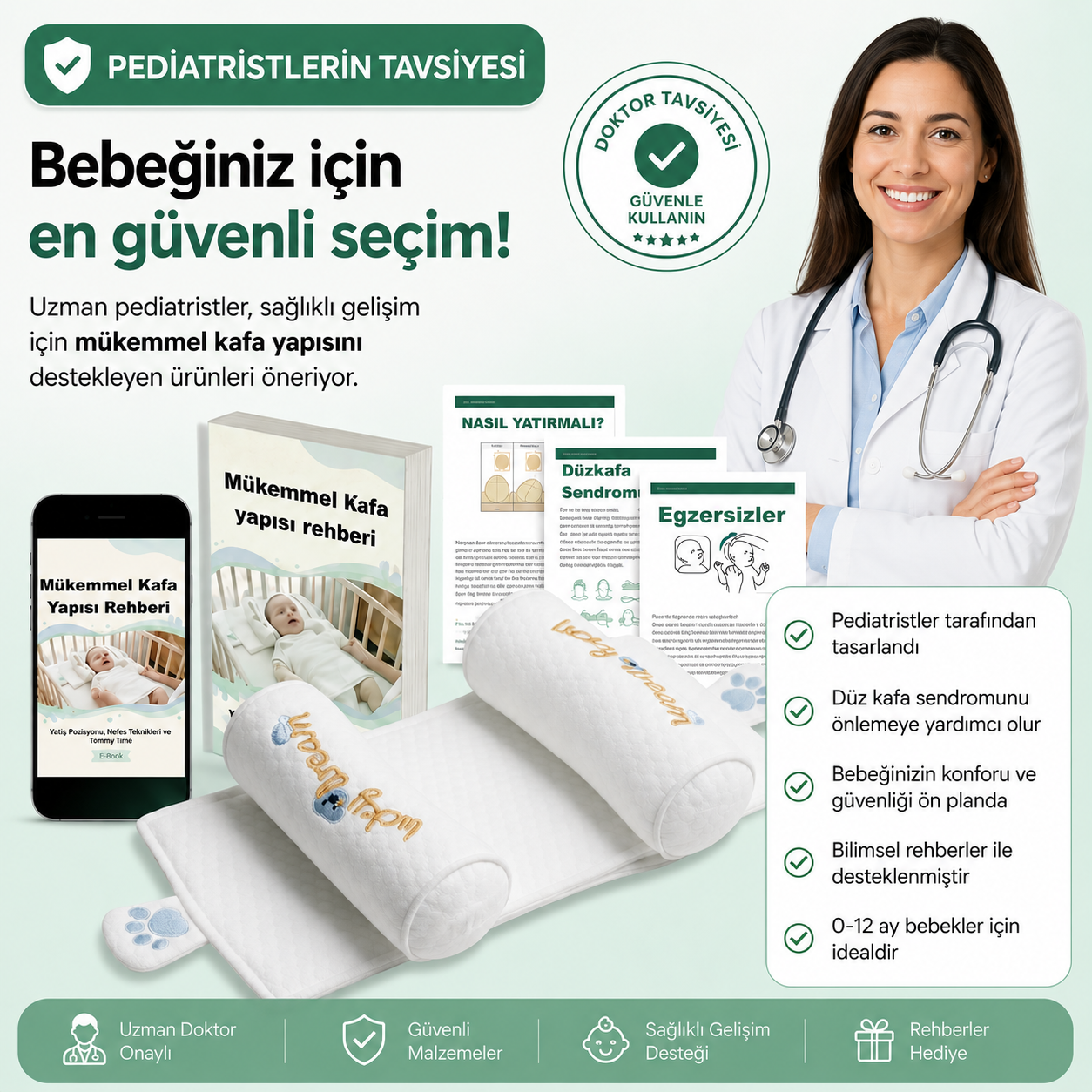 Ortapedik Bebek Düz Kafa Yastığı
